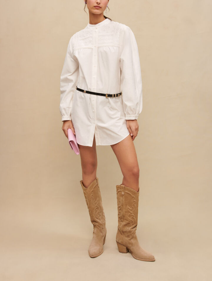 Vestido corto con mangas voluminosas