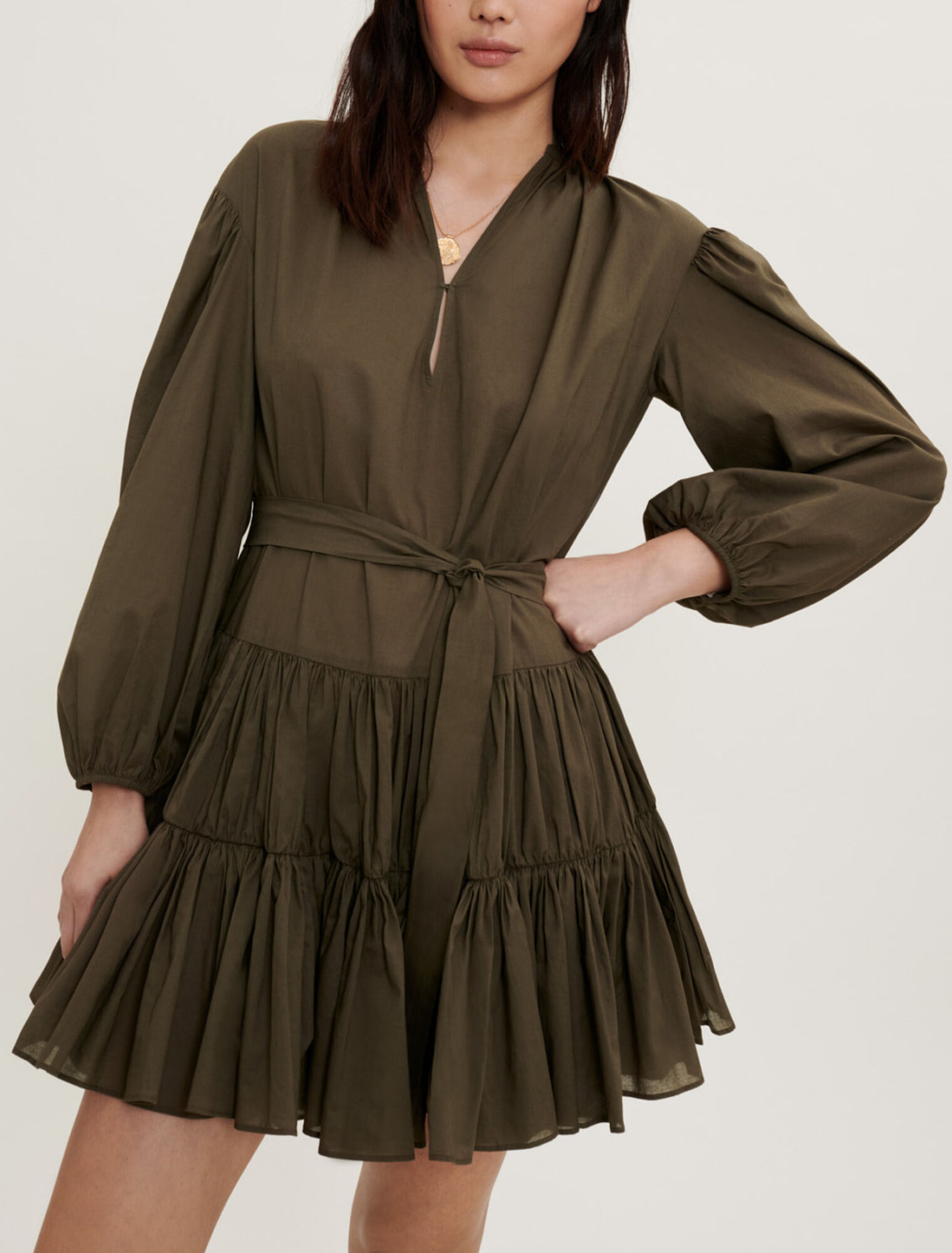 Vestido de algodón con cinturón