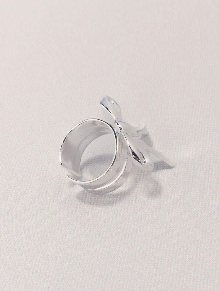 Anillo abierto nudo plateado