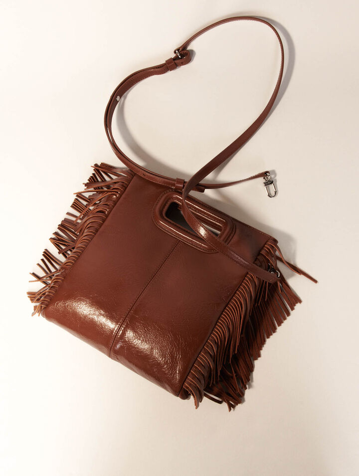 Bolso M de cuero craquelado
