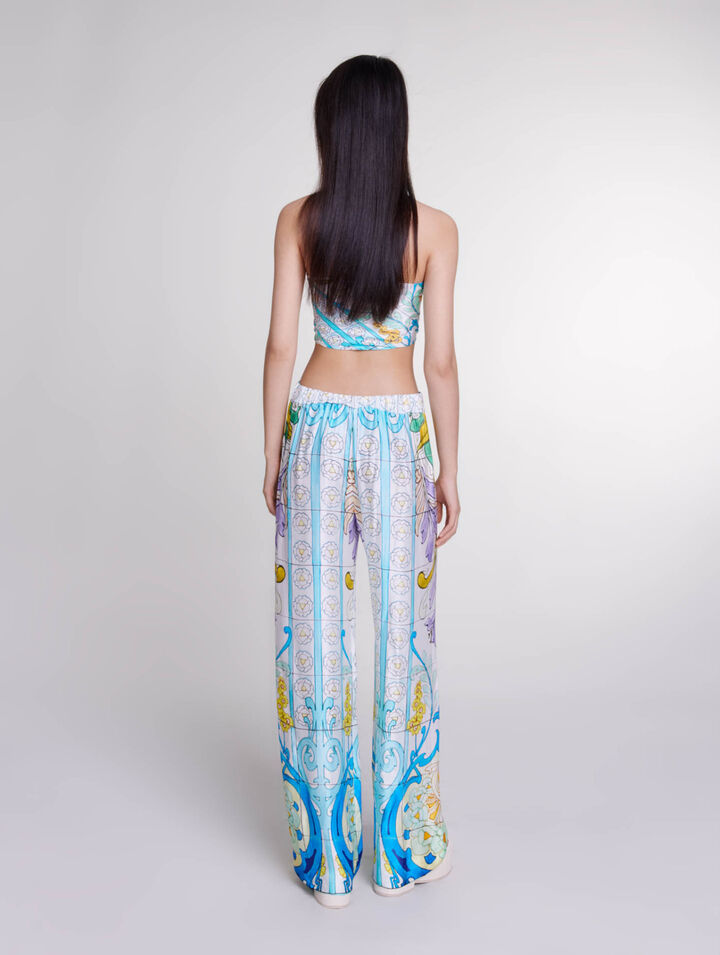 Pantalón satinado estampado