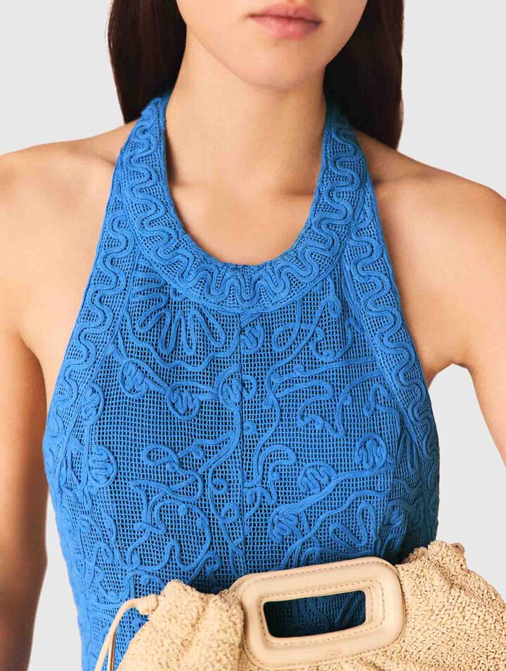 Vestido largo de guipur sin espalda