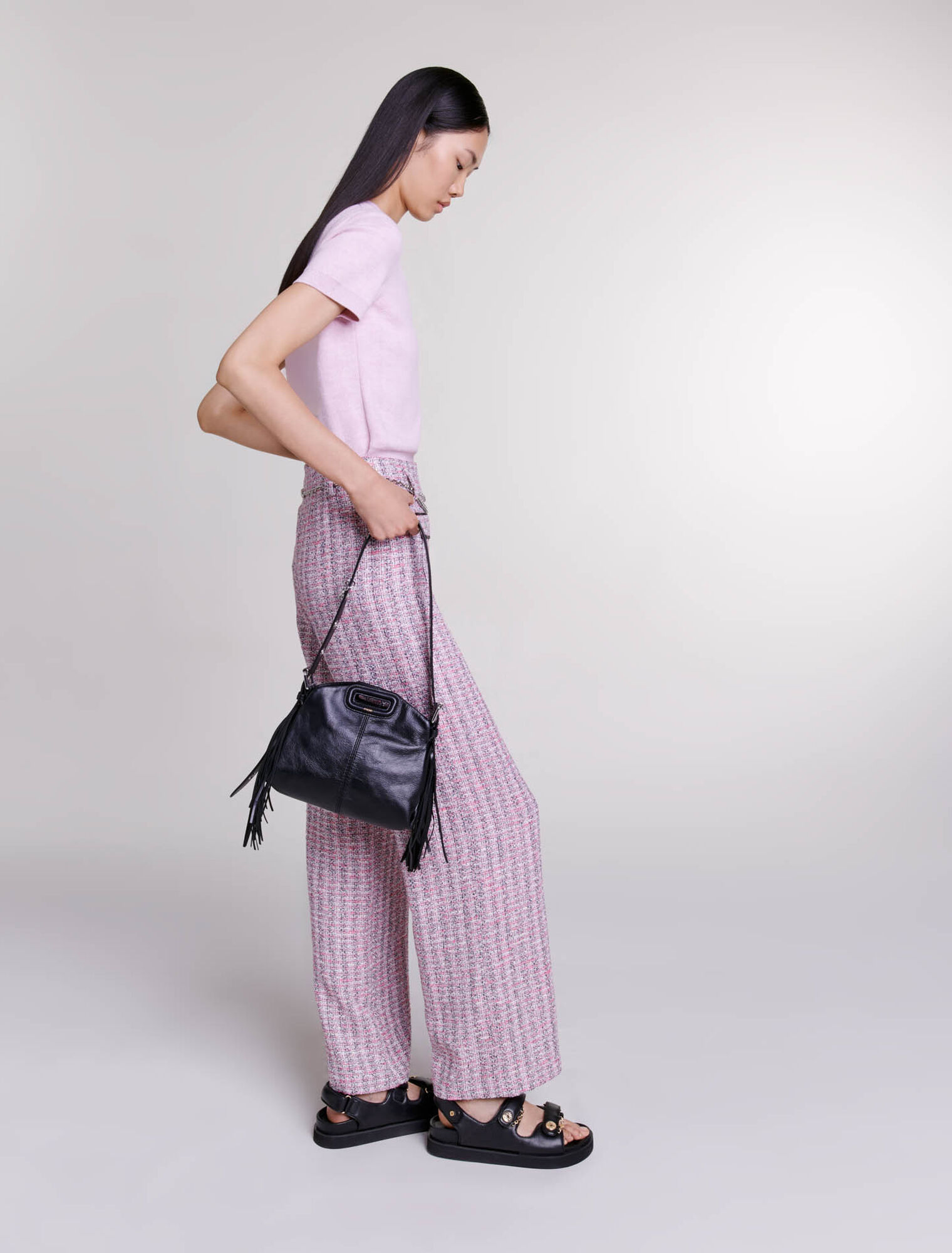 Pantalón ancho de tweed