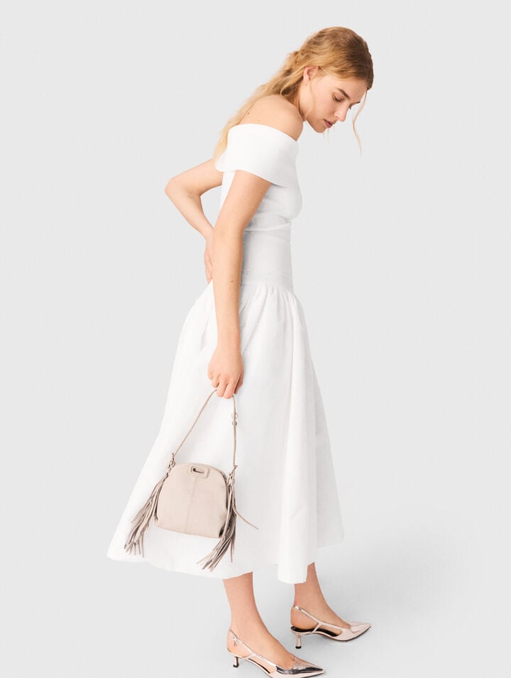 Top de punto de canal&eacute; cuello Bardot