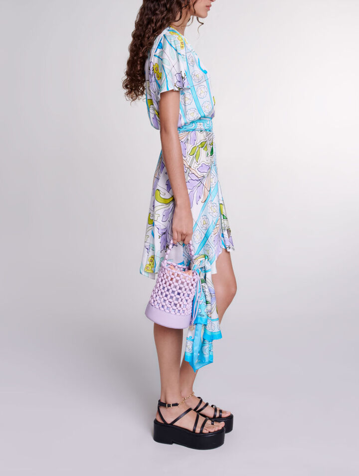 Vestido corto de satén estampado