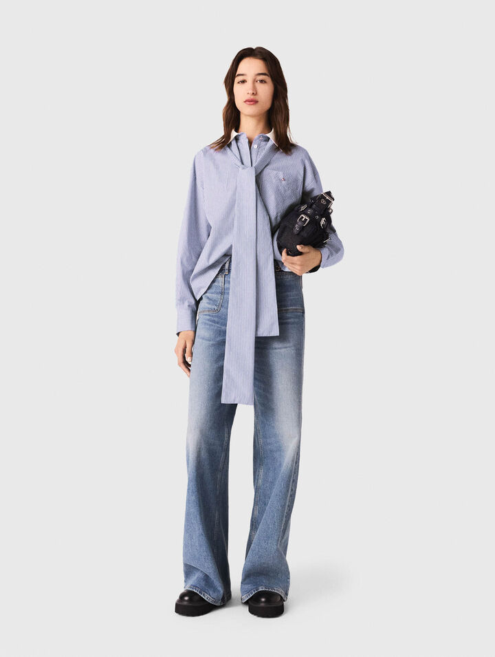 Camisa de rayas con cuello lavallière