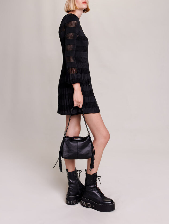 Vestido corto de punto calado
