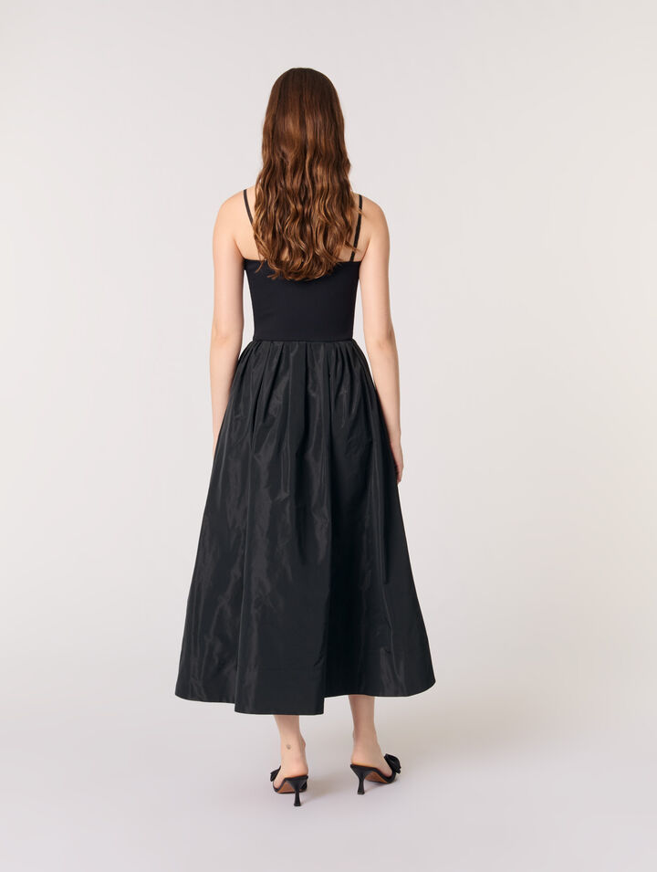 Vestido con corpiño de punto y tafetán