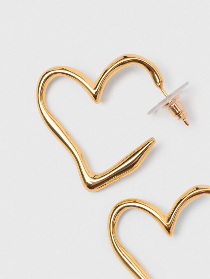 Aros corazón de latón dorado