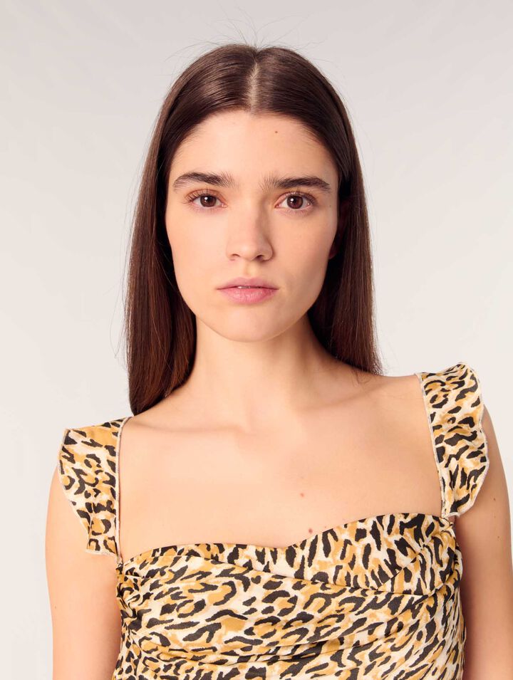 Vestido corto estampado de leopardo