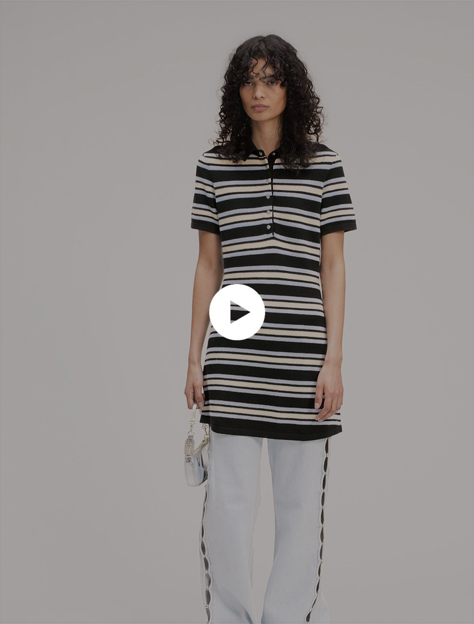 Vestido polo de punto a rayas