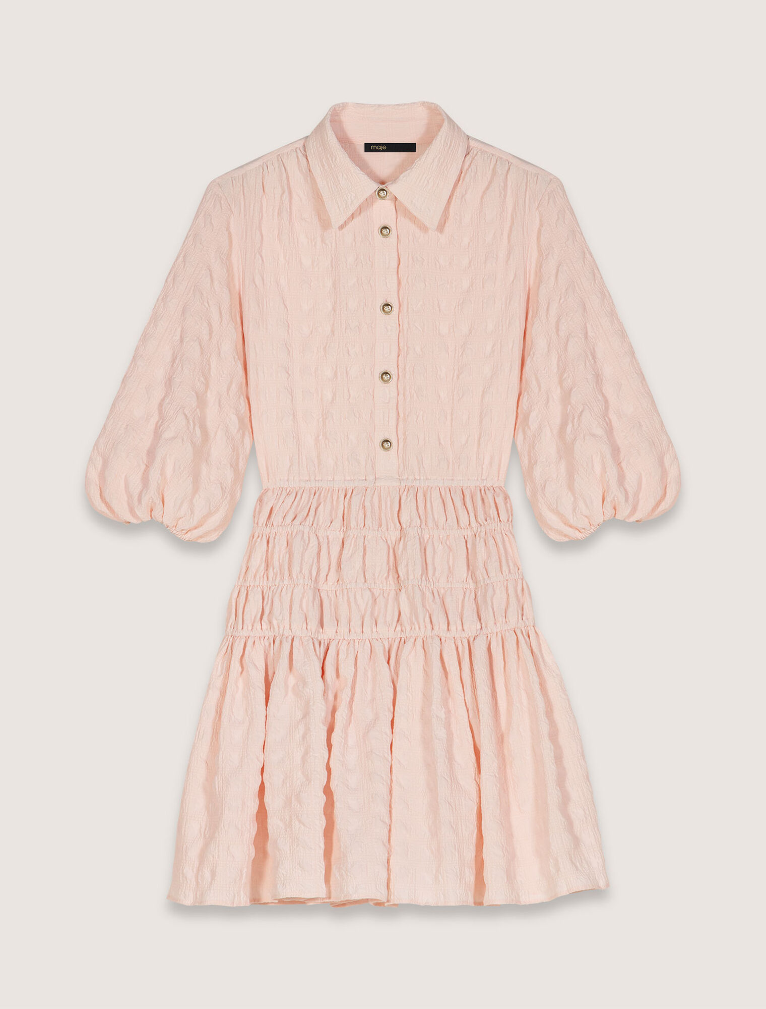 Vestido corto plisado y satinado 