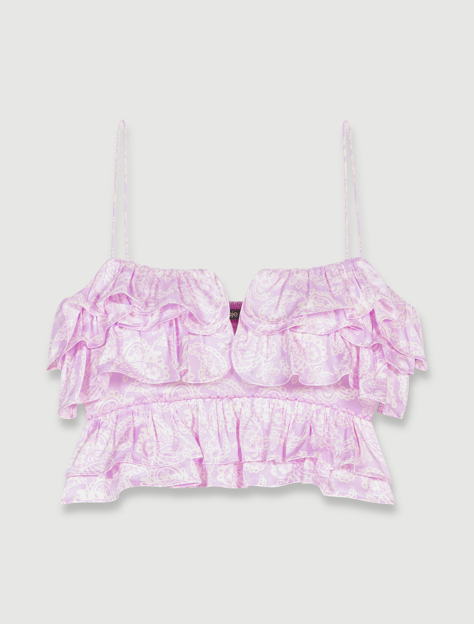 Top estampado corto con volantes