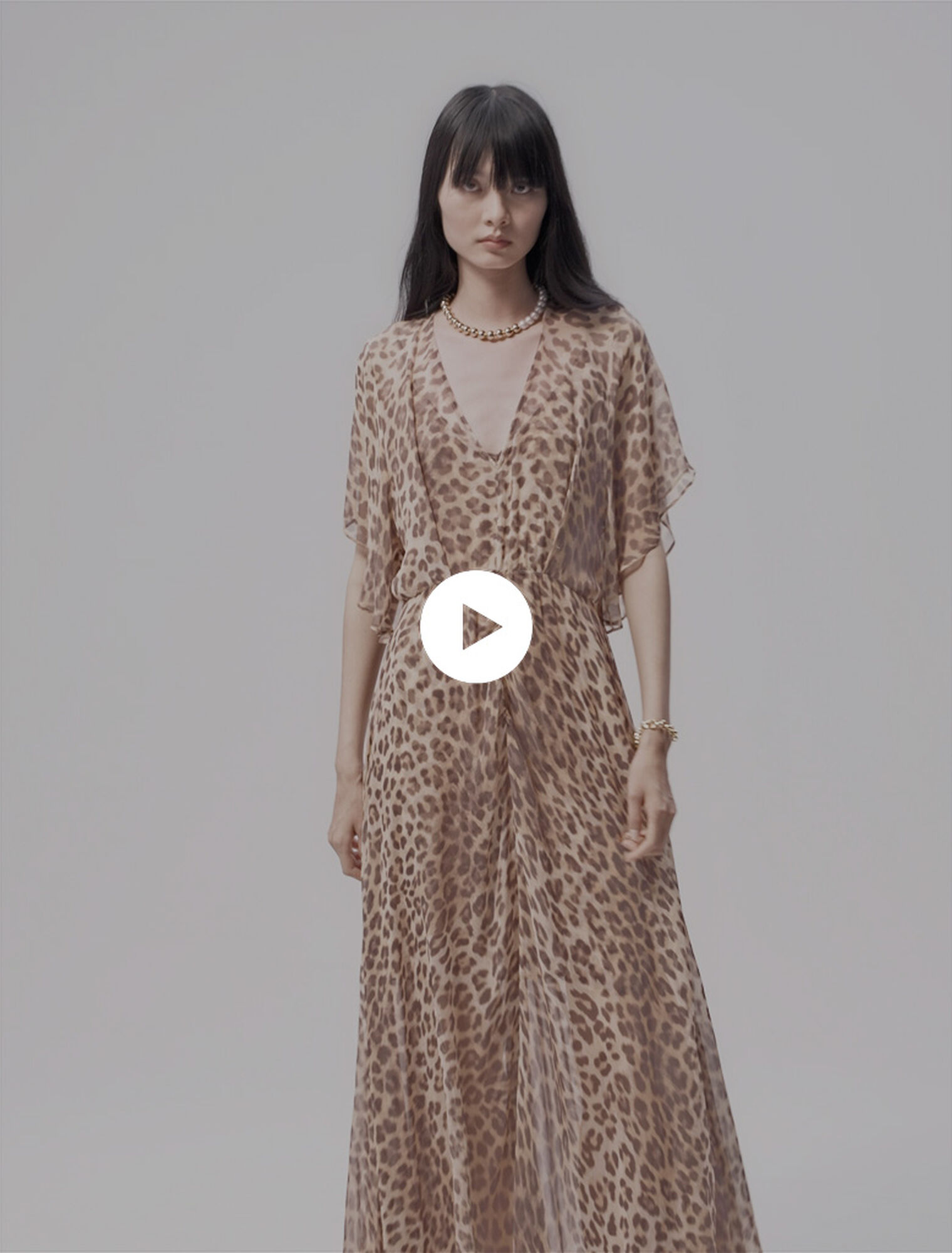 Vestido largo estampado de leopardo