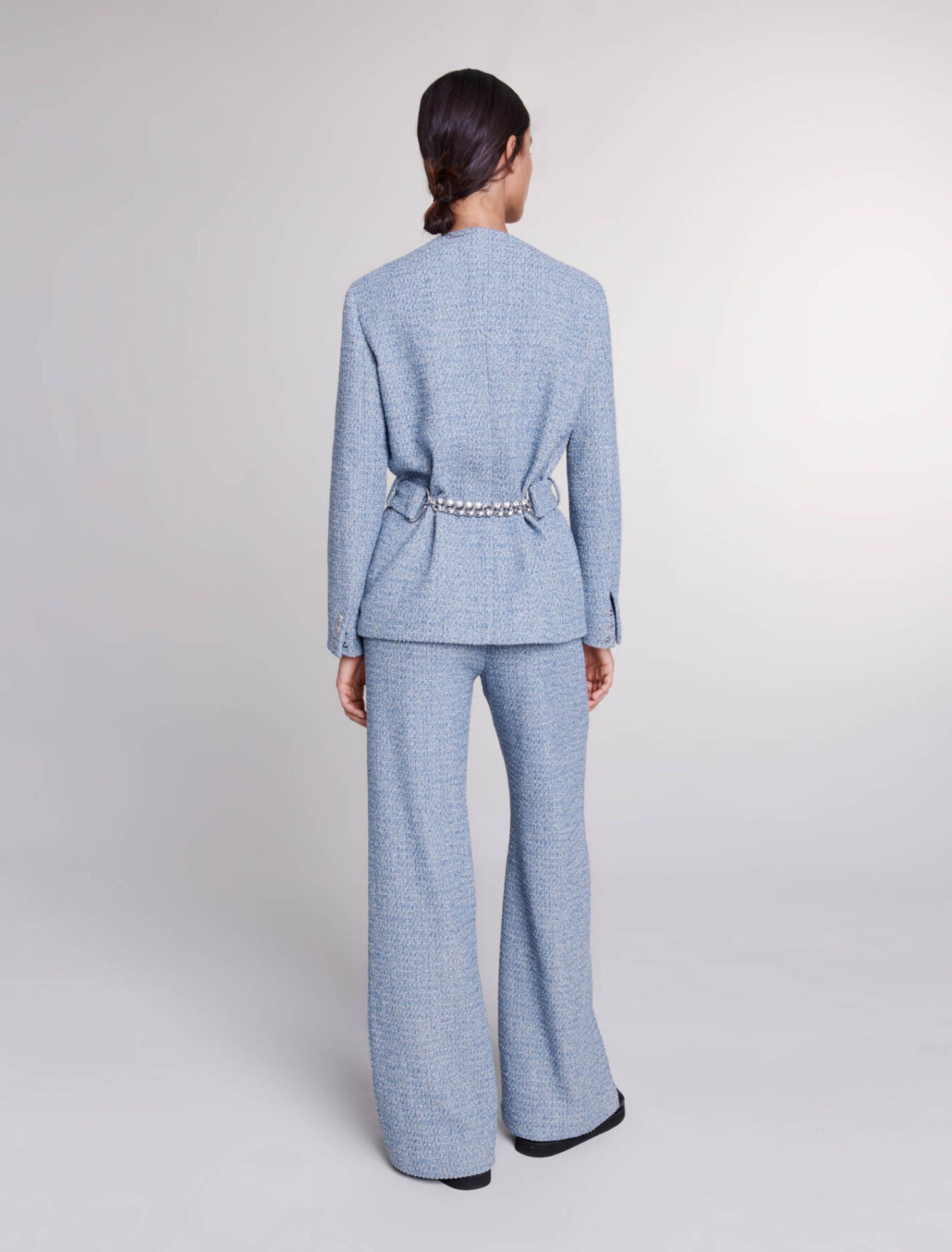 Chaqueta de tweed con cinturón