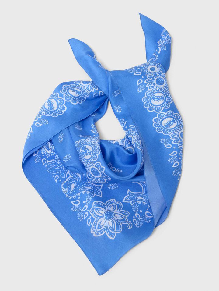 Pa&ntilde;uelo de seda estampado bandana