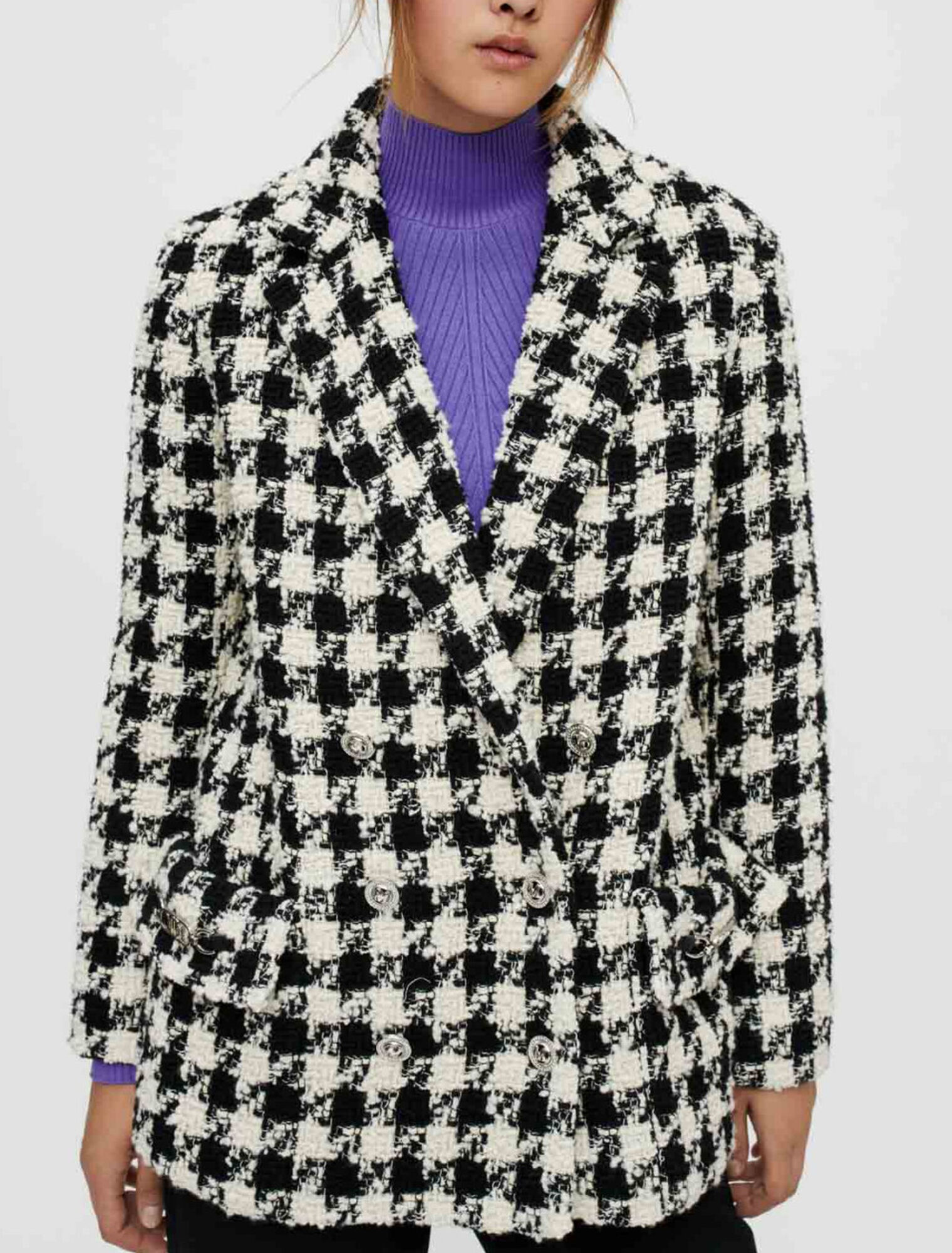 Chaqueta de pata de gallo ancha y gruesa