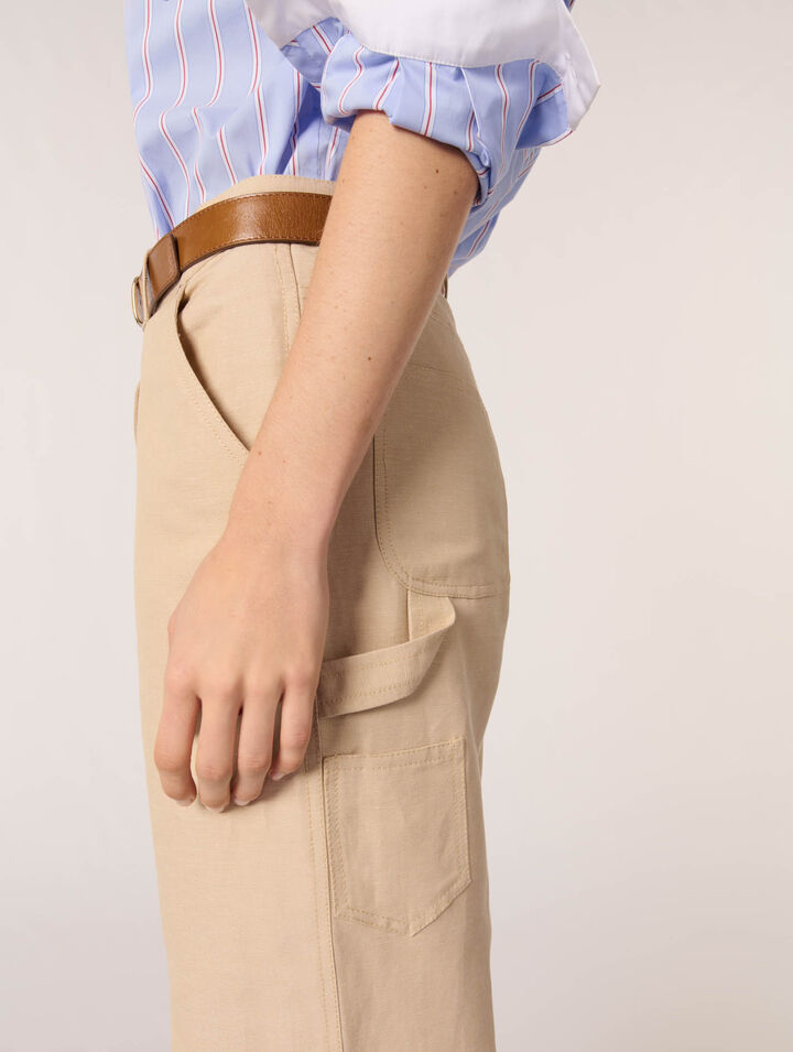 Pantalón de traje de lino y algodón