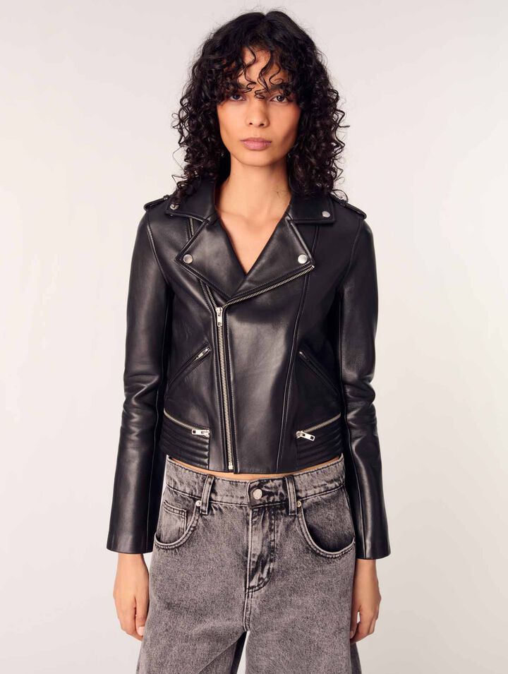 Cazadora de cuero tipo biker