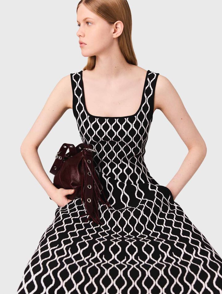 Vestido midi de punto jacquard