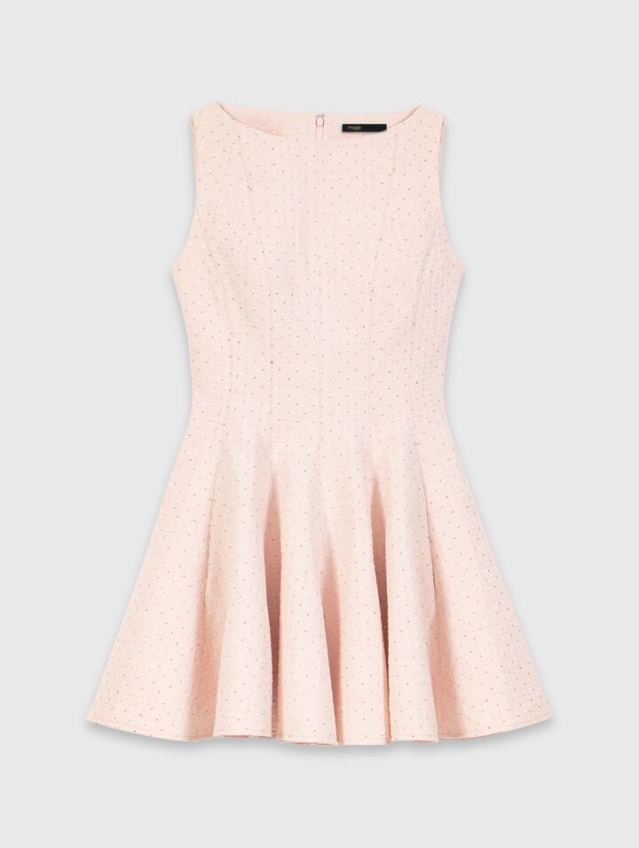 Vestido corto acampanado de tweed