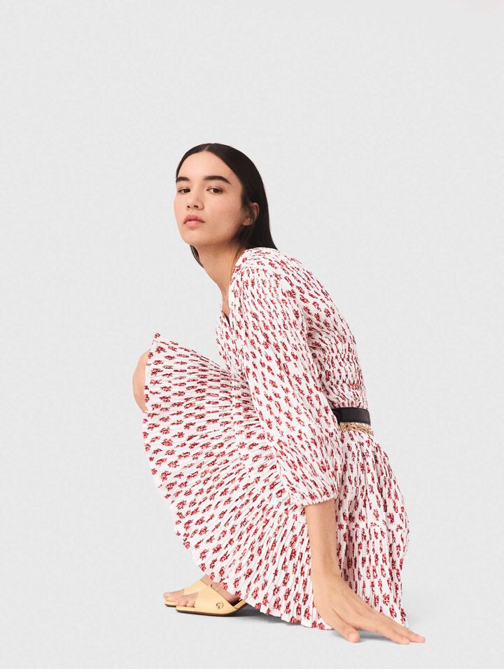 Vestido plisado estampado
