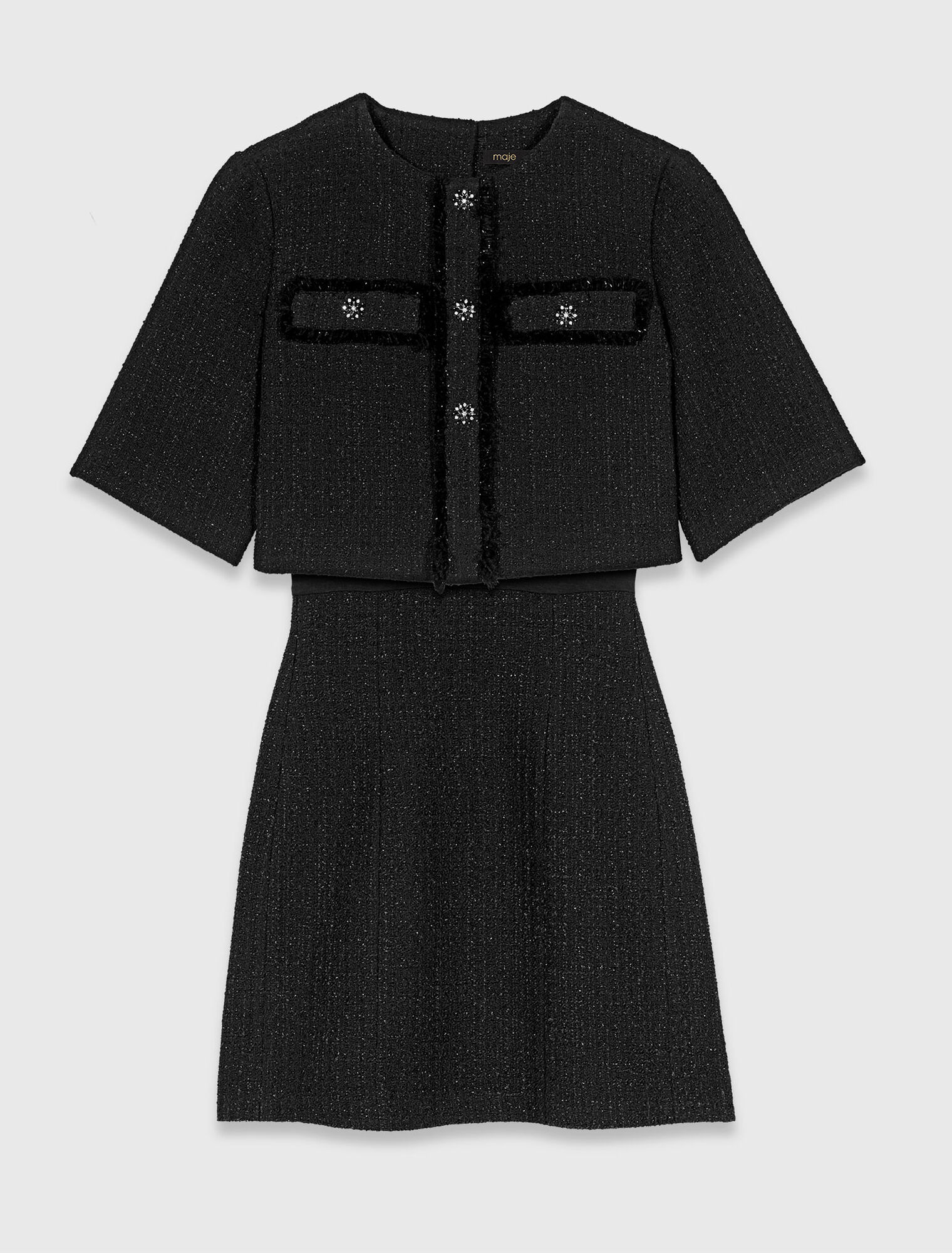 Vestido 2 en 1 de tweed brillante