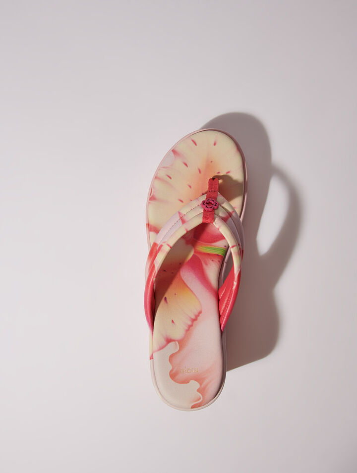 Sandalias de cuña con estampado floral