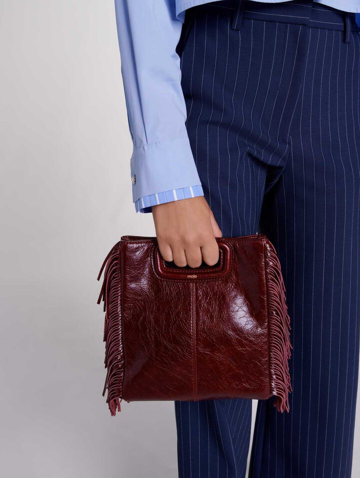 Bolso M de cuero agrietado