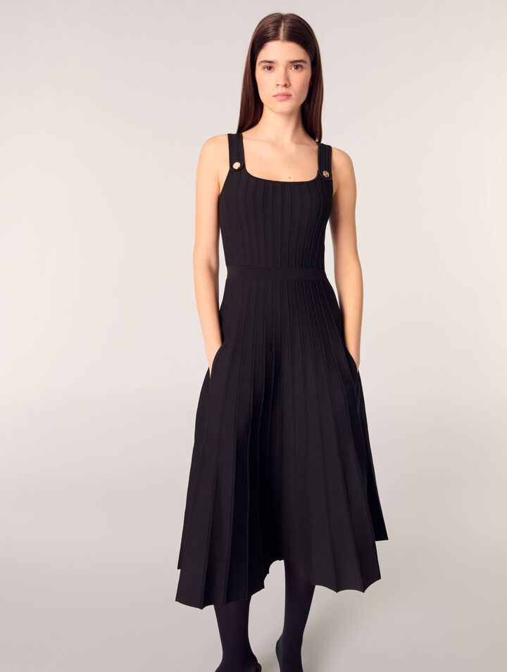Vestido midi de punto plisado