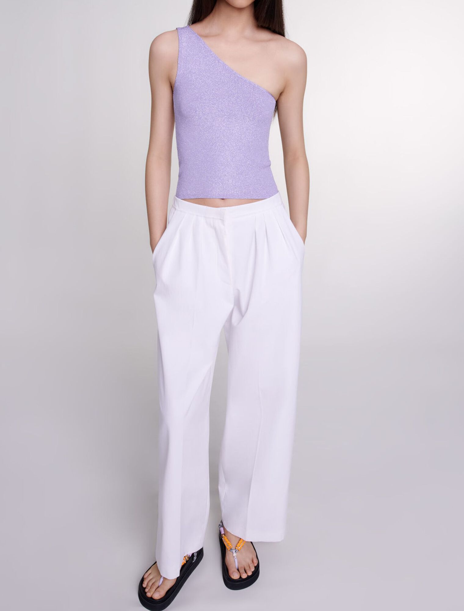 Top corto asimétrico metalizado