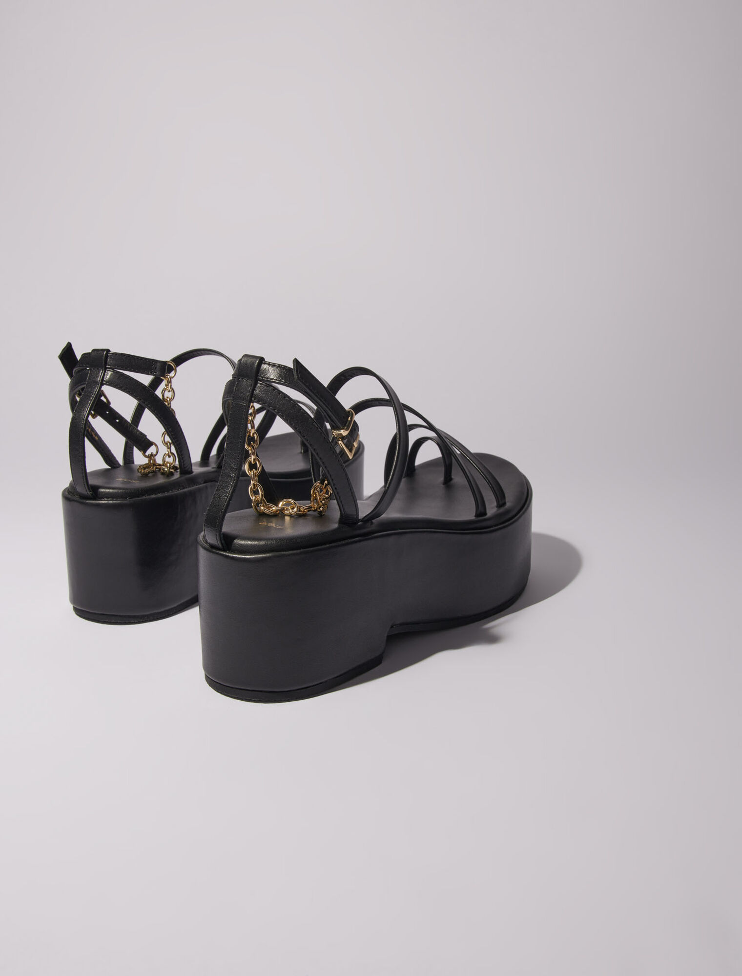 Sandalias de cuña de piel