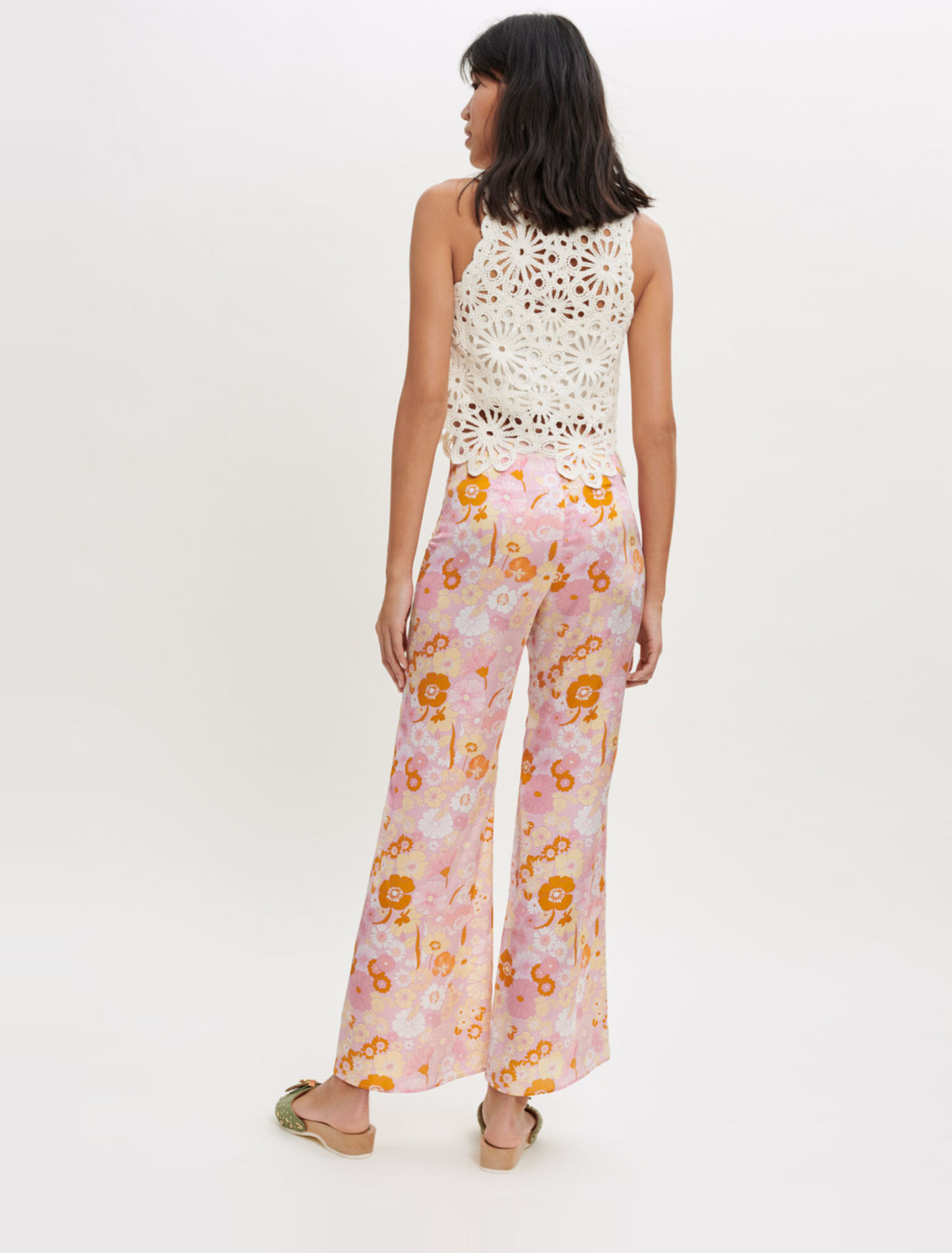 Pantalón estampado Flower Power fluido