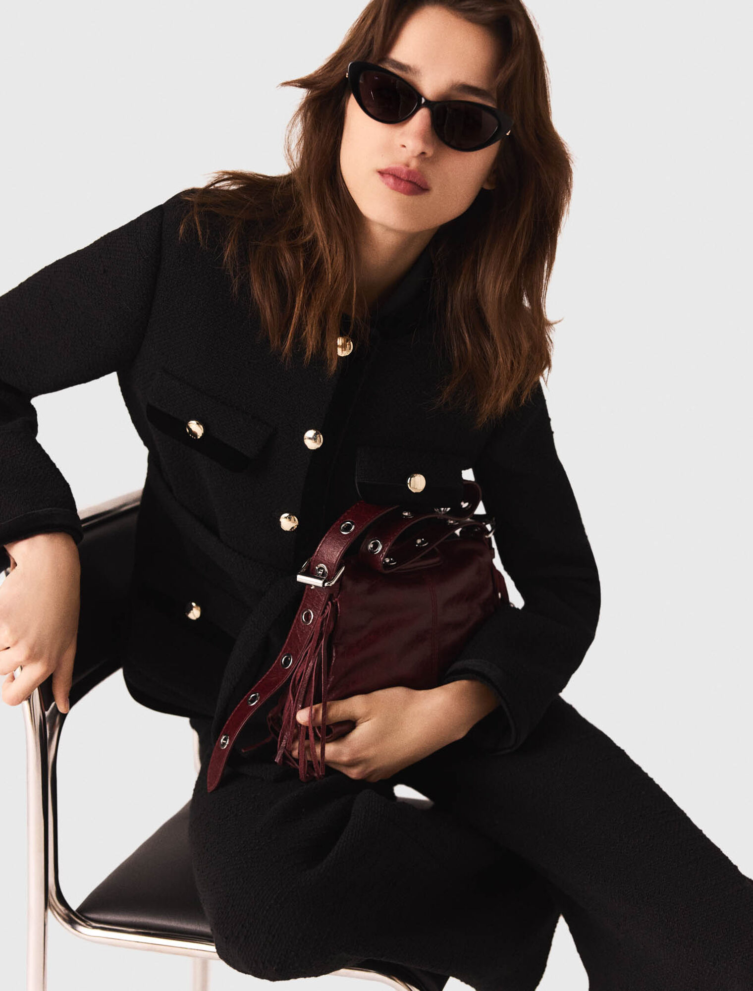 Chaqueta larga de tweed