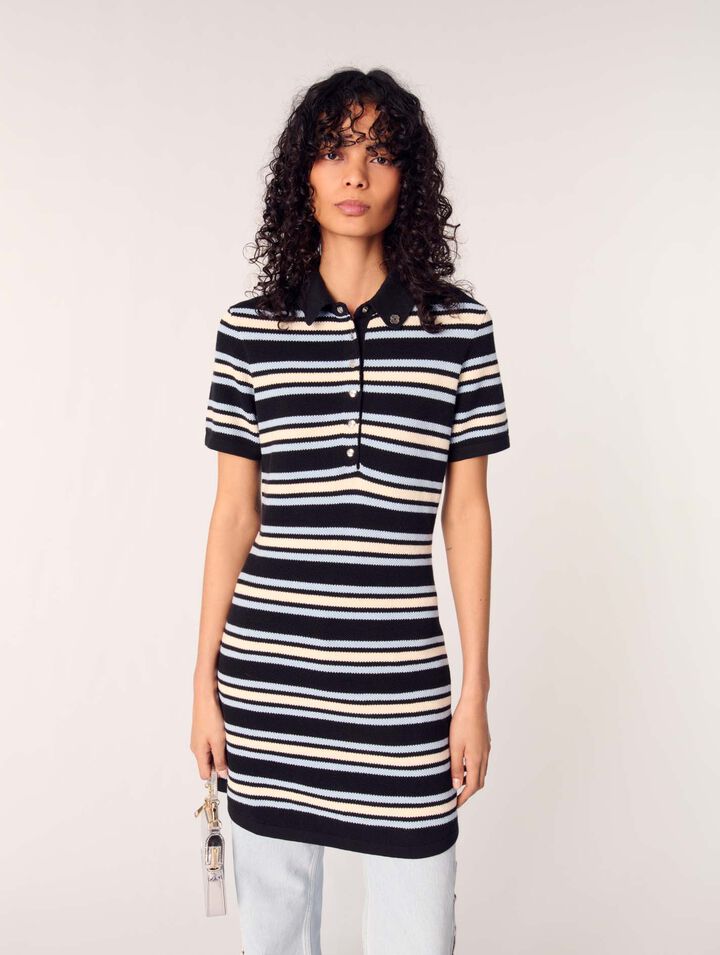 Vestido polo de punto a rayas