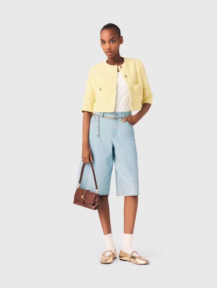 Chaqueta de tweed manga corta