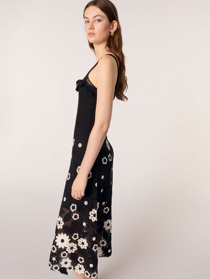 Vestido largo de ganchillo floral