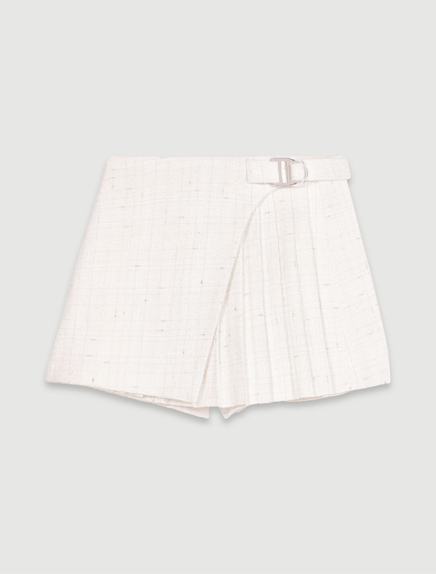 Falda short plisada de tweed