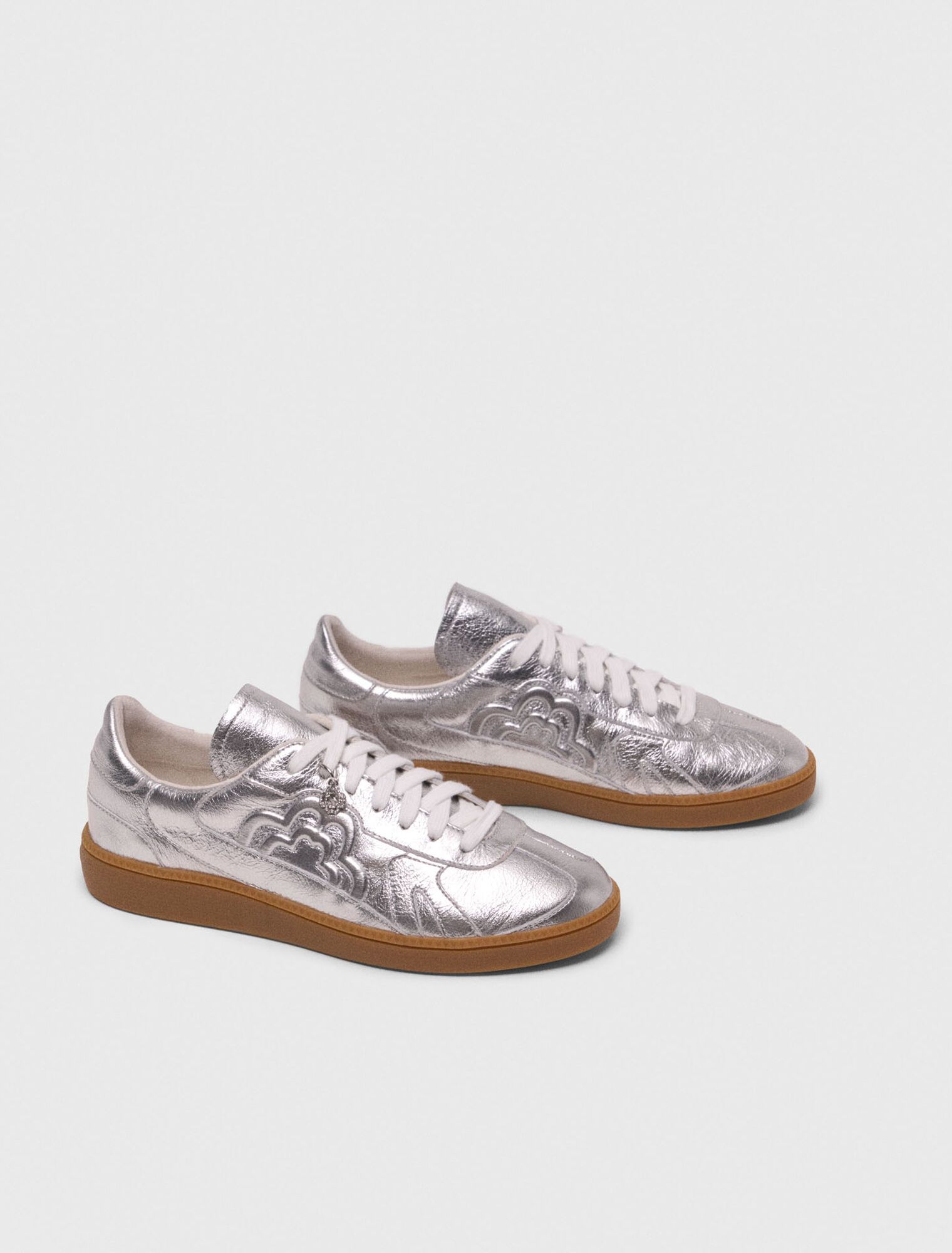 Zapatillas de piel metalizada