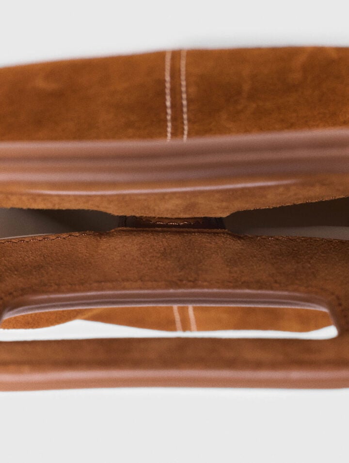 Bolso M de ante pespunteado