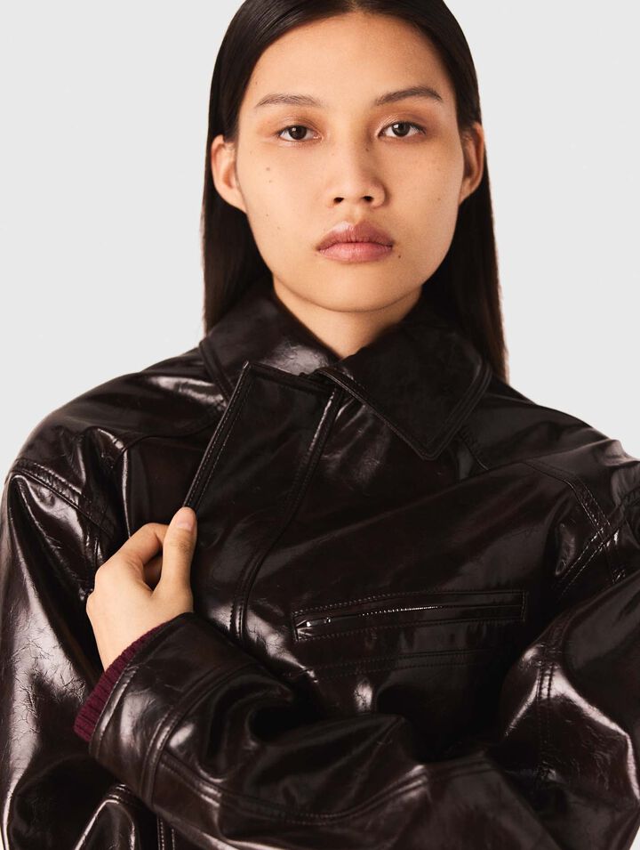 Chaqueta efecto piel craquelada