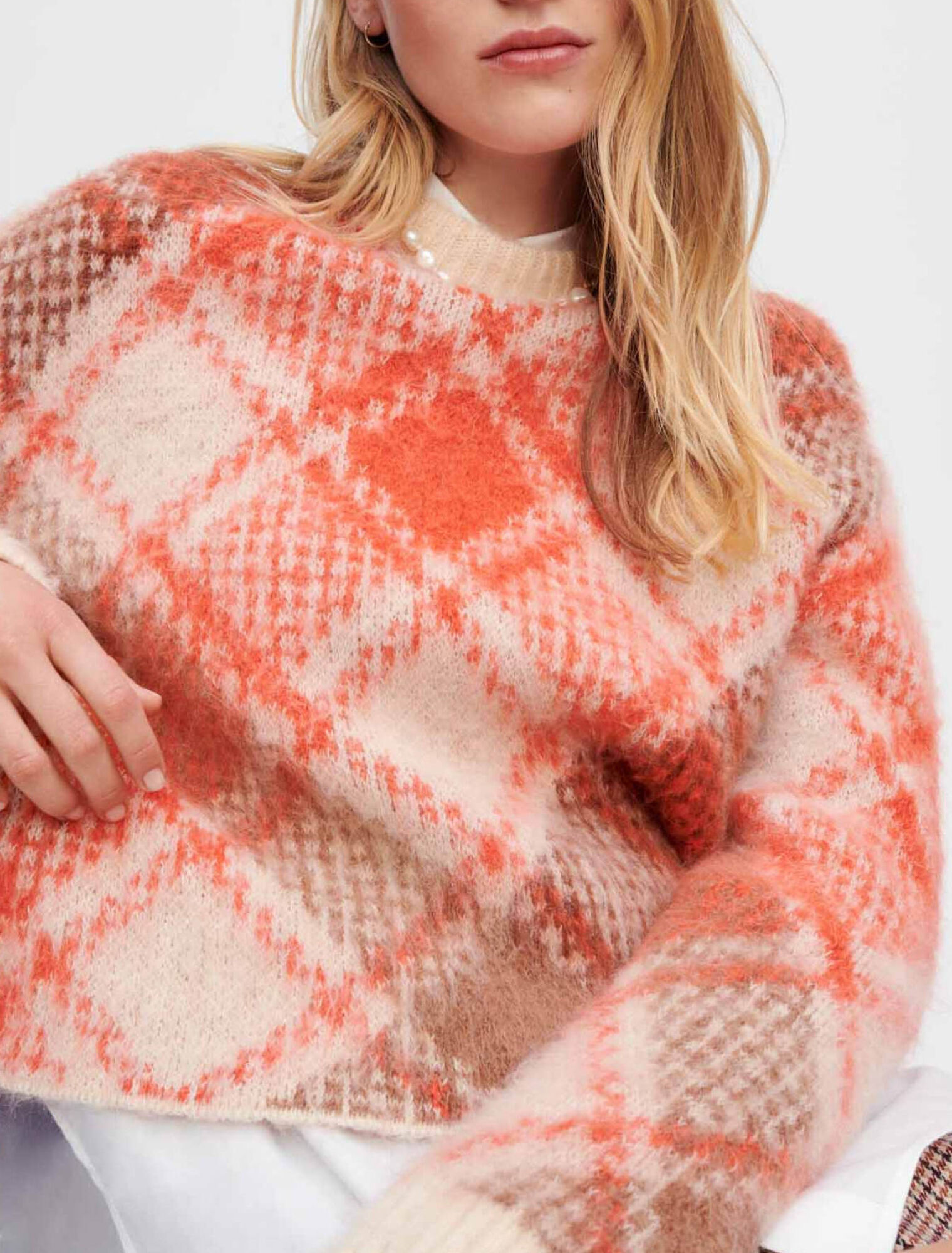 Jersey suave de jacquard de rombos