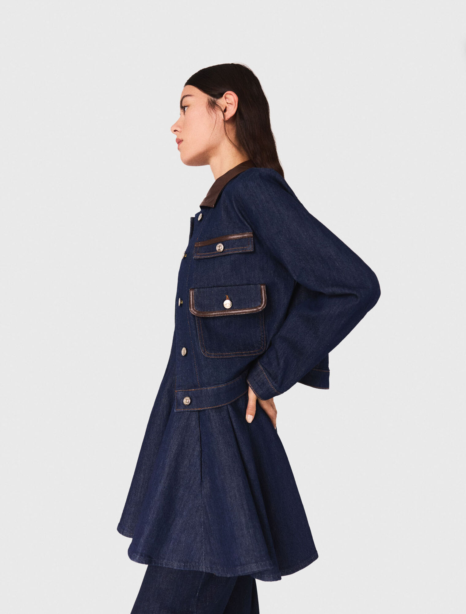 Chaqueta de denim y cuello de piel