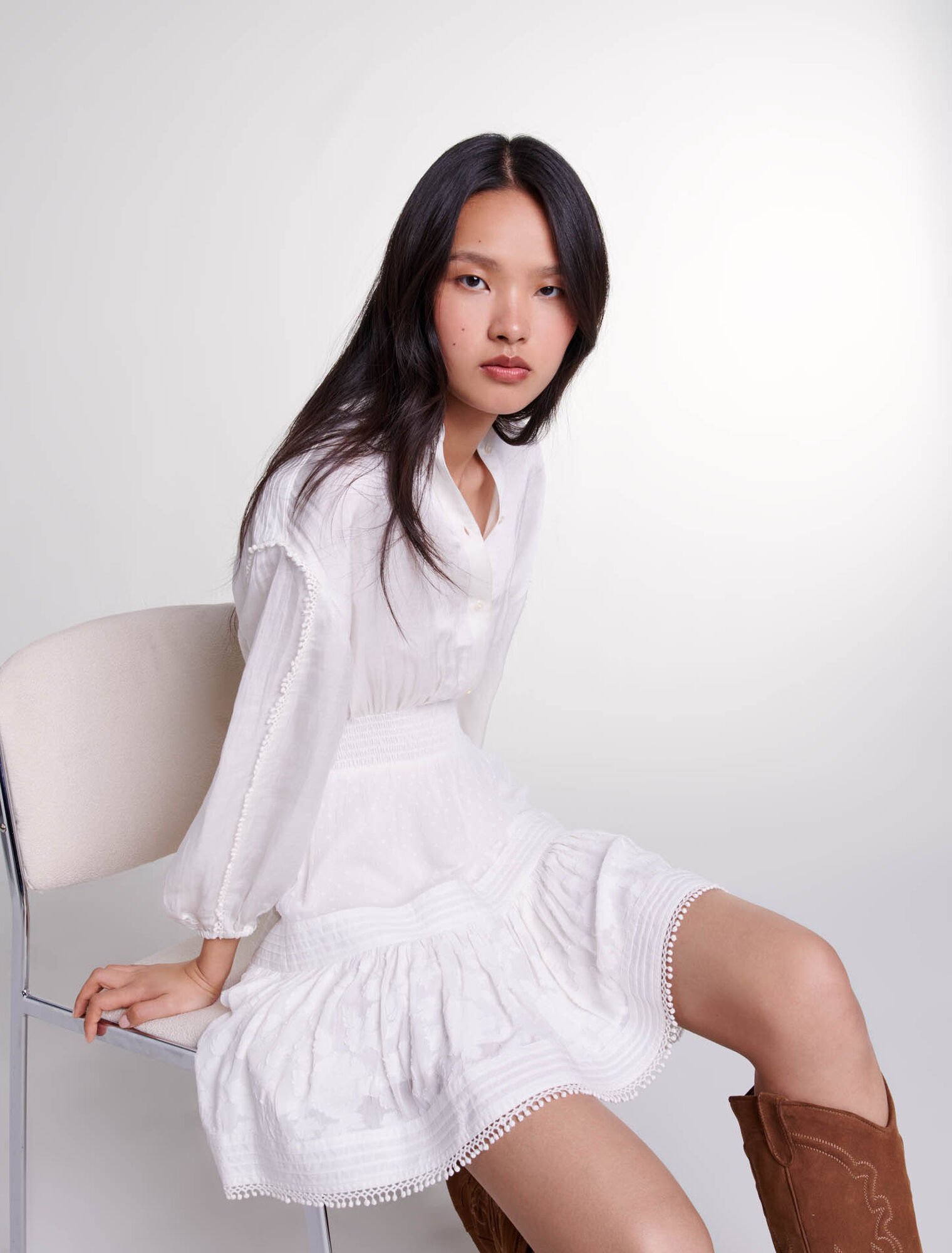 Vestido corto patchwork de algodón