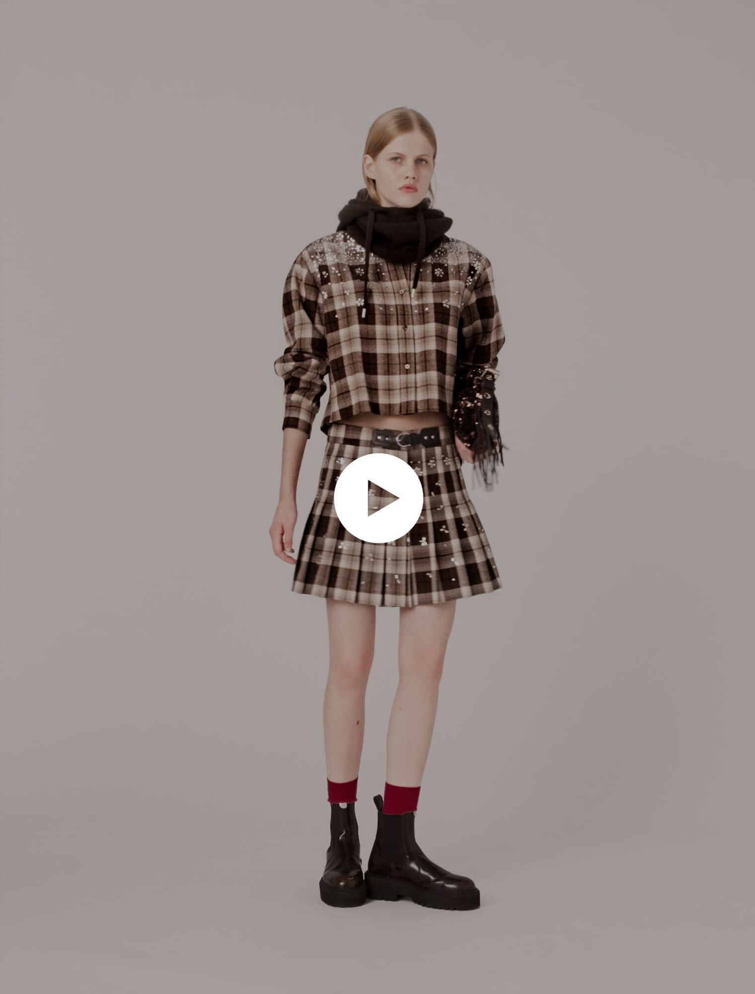 Camisa de cuadros con pedrería