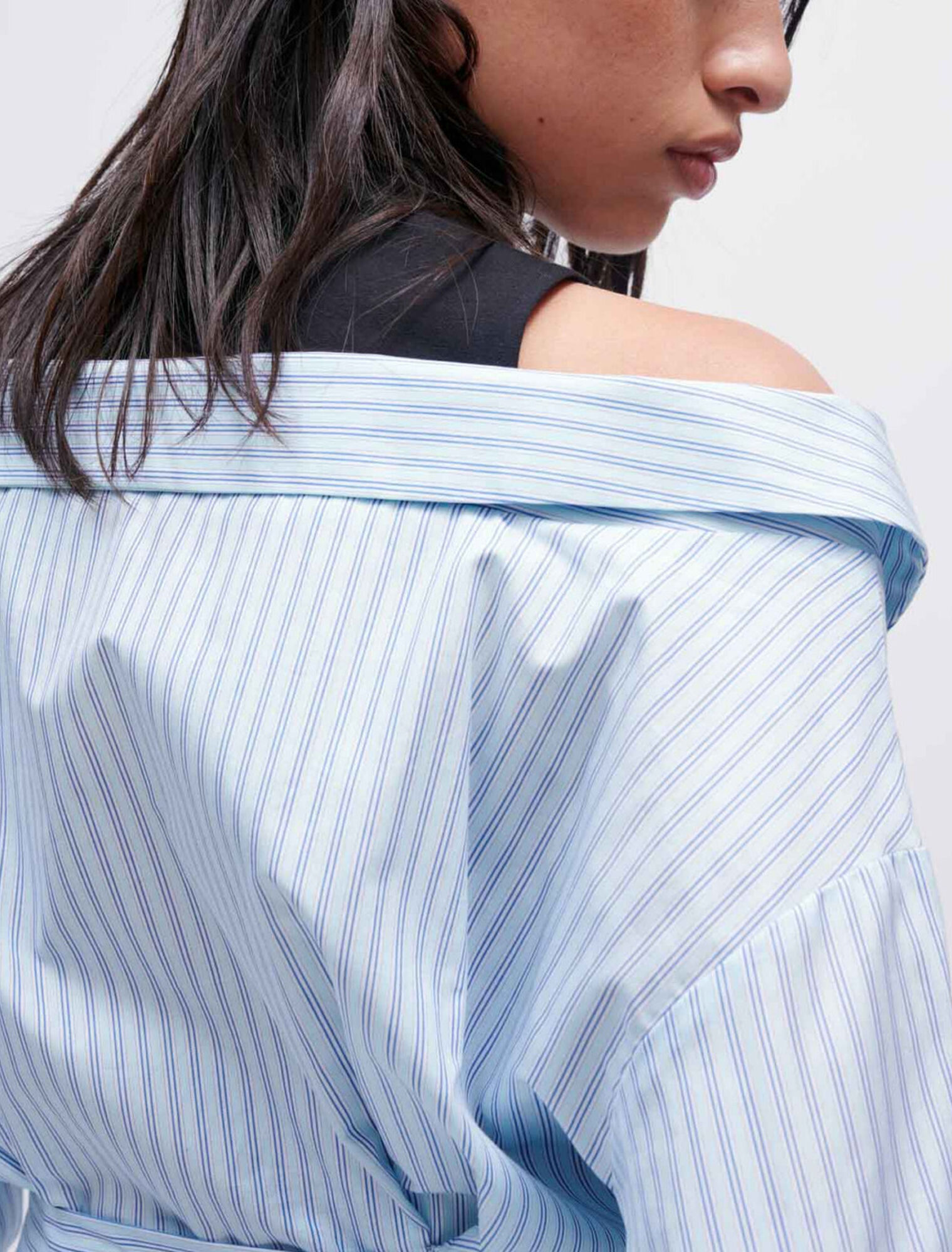 Vestido camisero trompe l'oeil a rayas