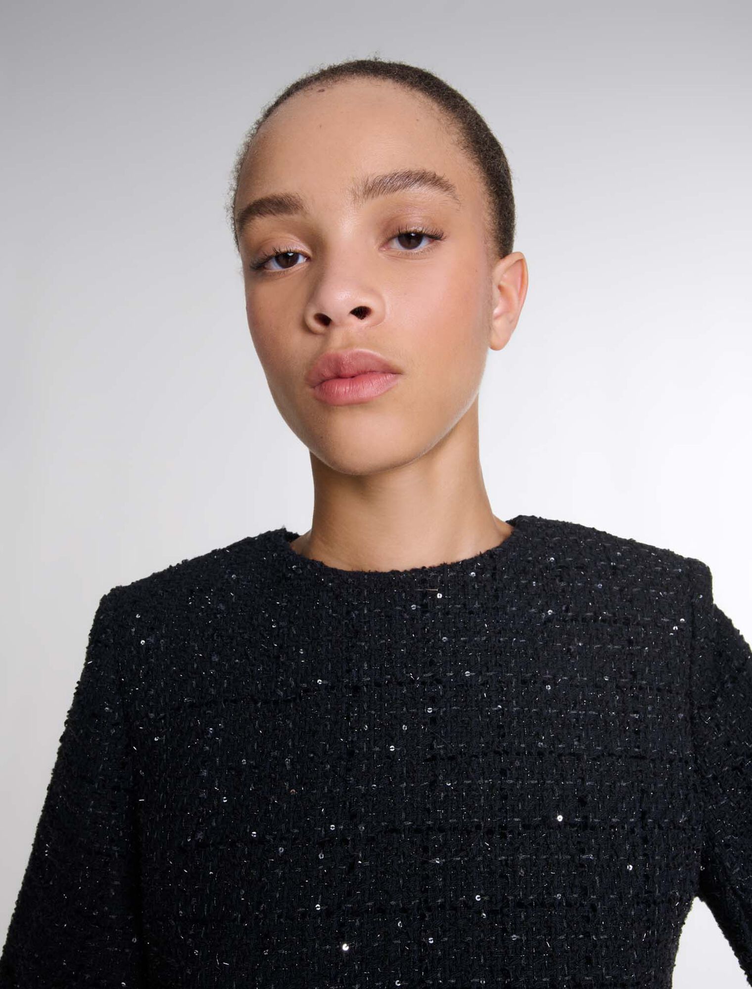 Vestido corto 2-en-1 de tweed