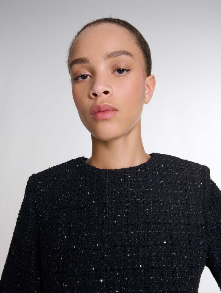 Vestido corto 2-en-1 de tweed