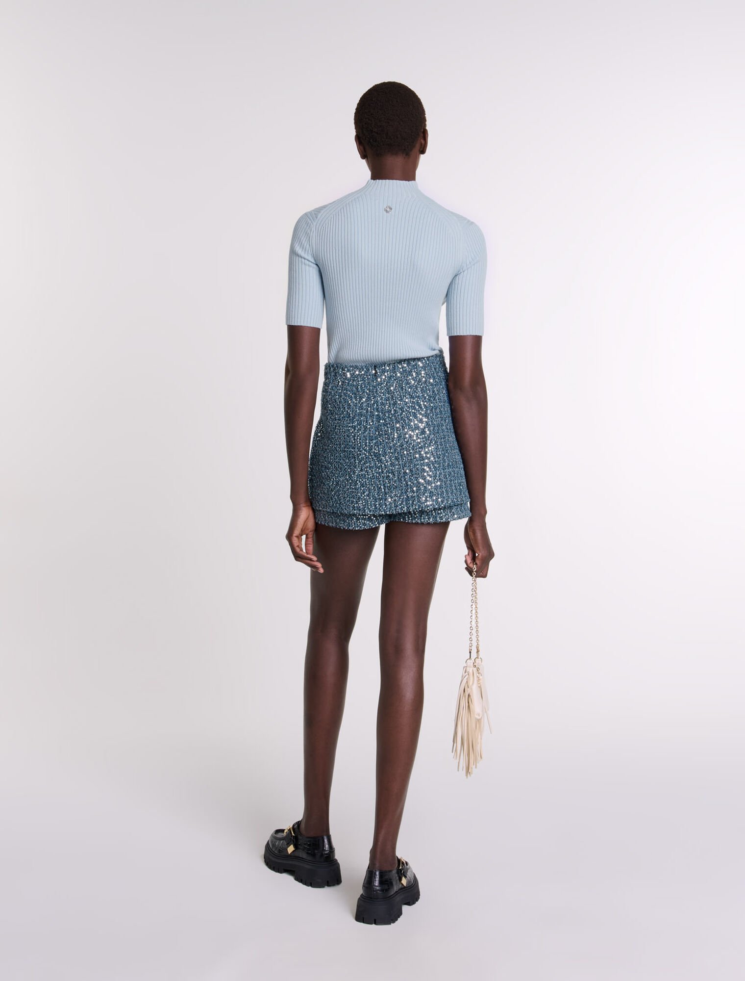 Top acanalado de algod&oacute;n y seda