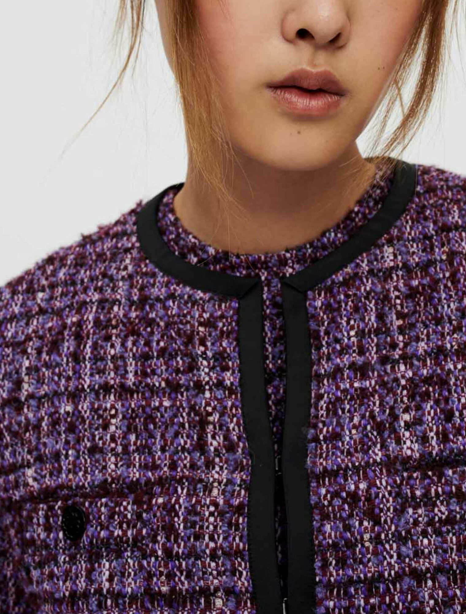 Chaqueta de tweed acolchado morado
